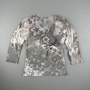 Spy Zone Exchange Long Sleeve T shirt Floral Roses Womens Size Medium